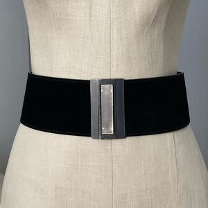 YSL womens black suede high waist belt in size XS